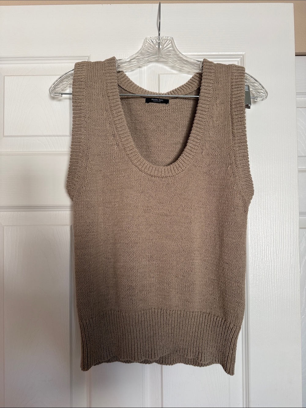 Massimo Dutti Sand Cotton Blend Knit Vest XS